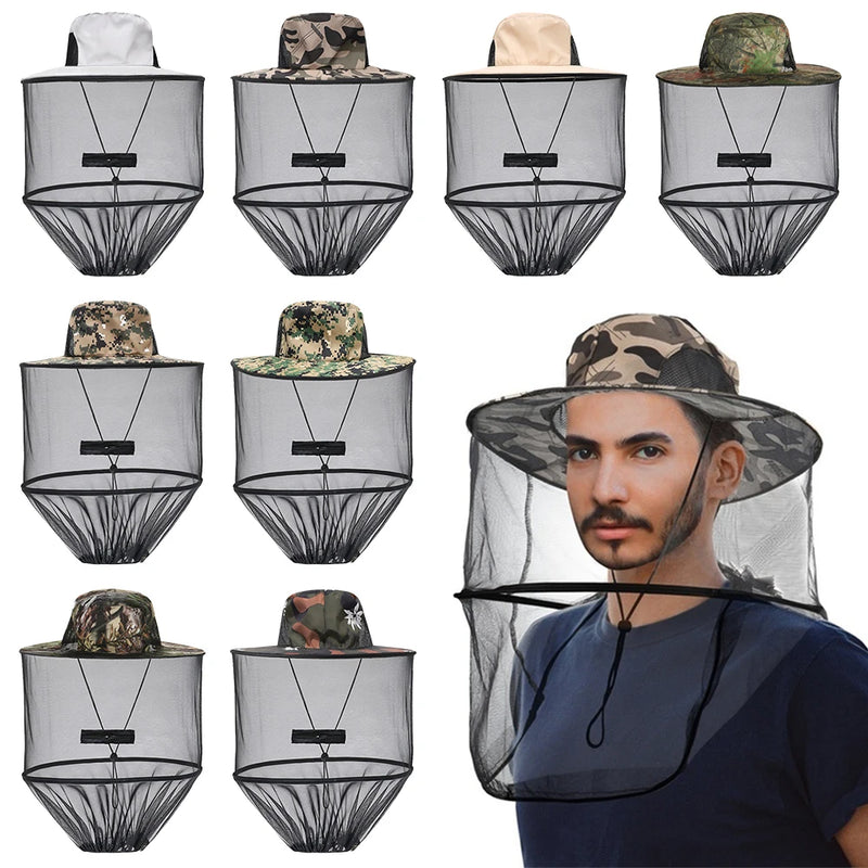 Sombrero de pesca plegable antimosquitos