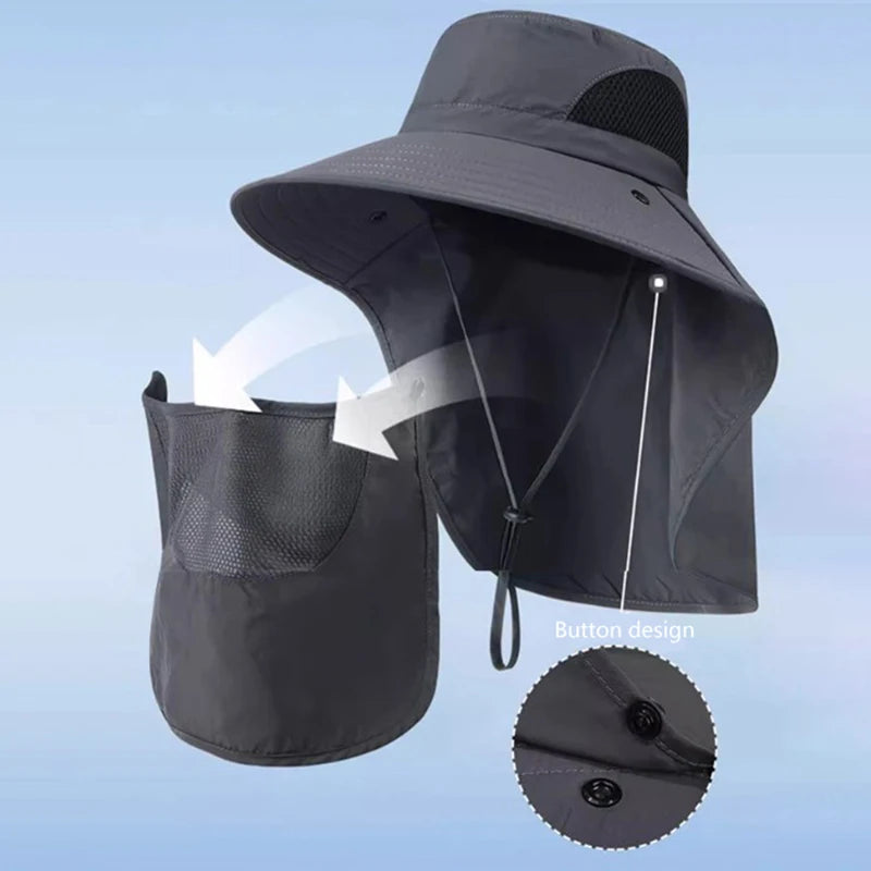 Sombrero de pescador con visera para acampar y solapa para el cuello