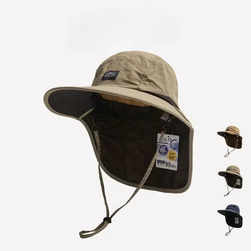 Sombrero de pesca con ala ancha y protección para el cuello